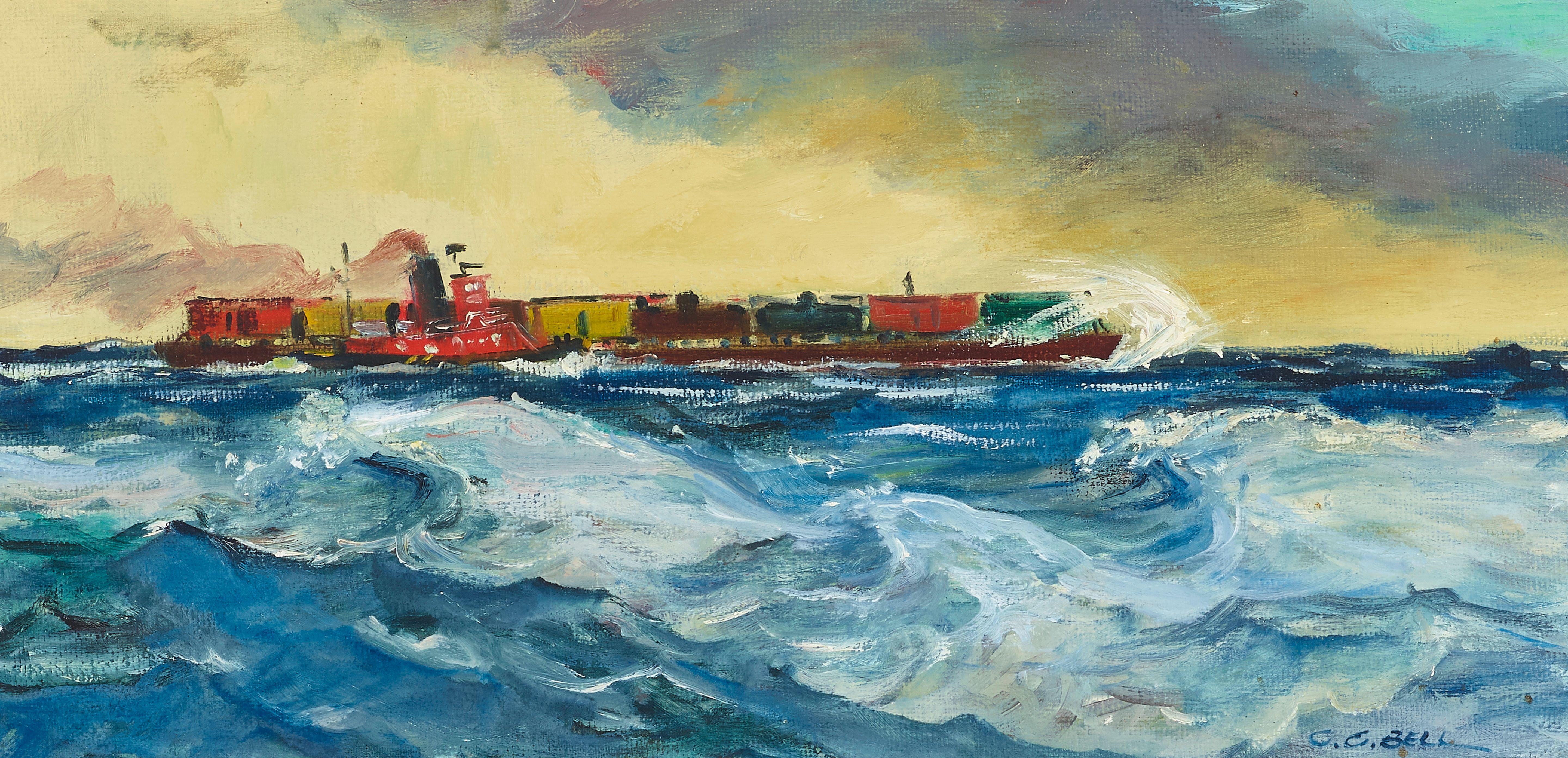 Cecil Crosley Bell - Tugboats in a Harbor (a group of three)