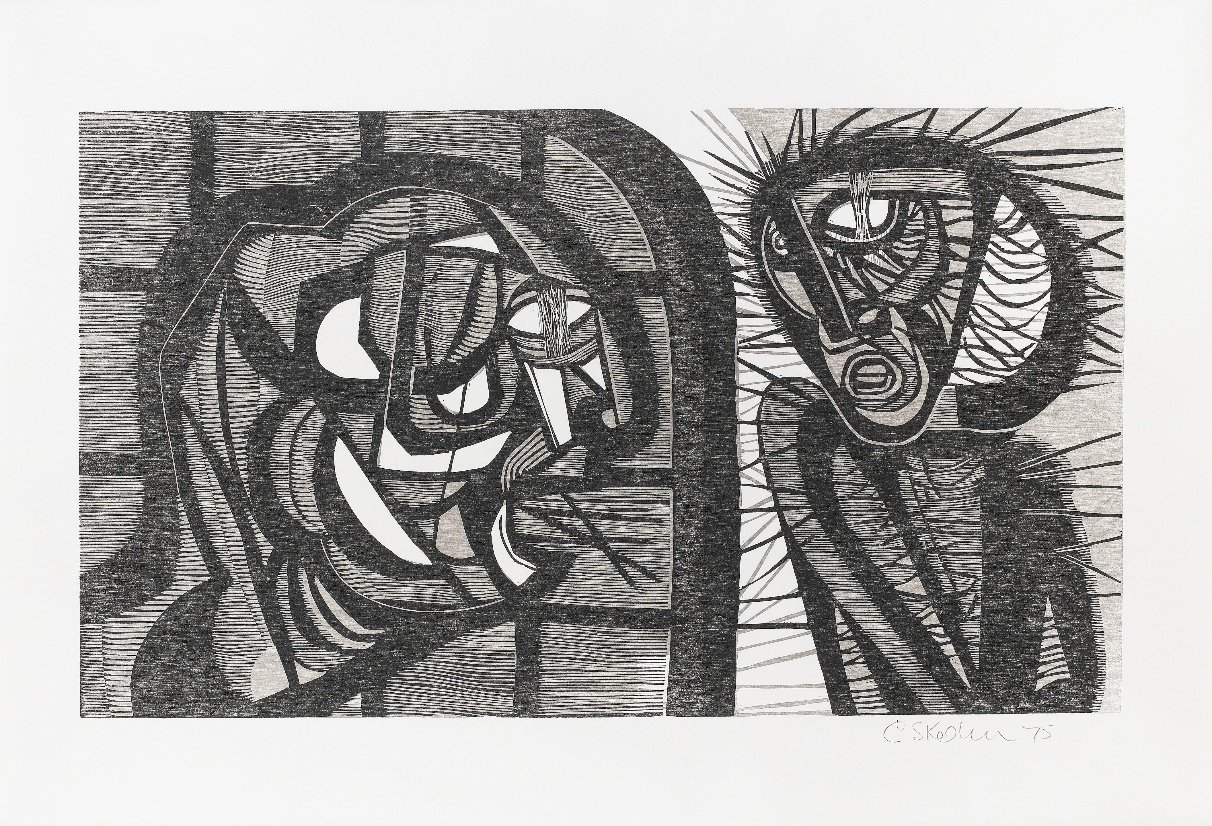 Cecil Edwin Frans Skotnes - Nine woodcuts (i-ix) from the series \'White Monday Disaster\'