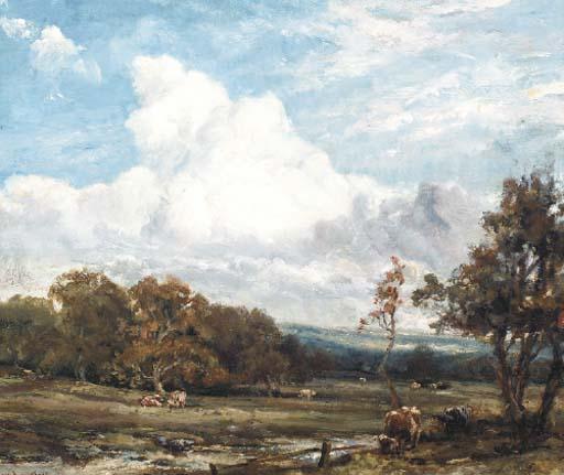 Cecil Gordon Lawson - Cattle grazing in a landscape in Wharfdale, Yorkshire