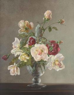 Cecil Kennedy - Roses in a glass vase