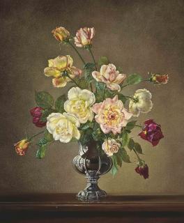 Cecil Kennedy - Roses in a silver vase