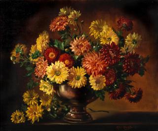 Cecil Kennedy - Still life with dahlias