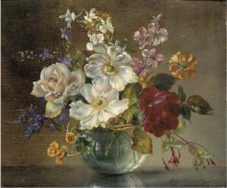 Cecil Kennedy - Still life with Roses and Camellias