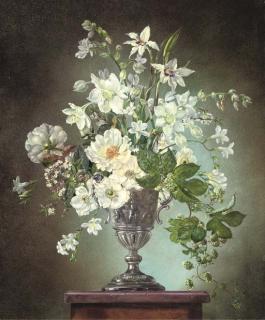 Cecil Kennedy - Summer Flowers In A Silver Urn