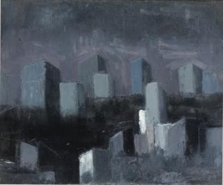 Cecil King - On the Quays 38 x 45 cm. (14 7/8 x 17 5/8 in.)