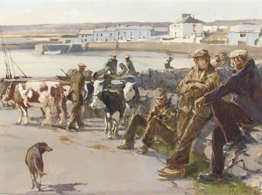 Cecil Maguire, R.U.A. - Waiting for the Boat, Kilronan, Inishmore