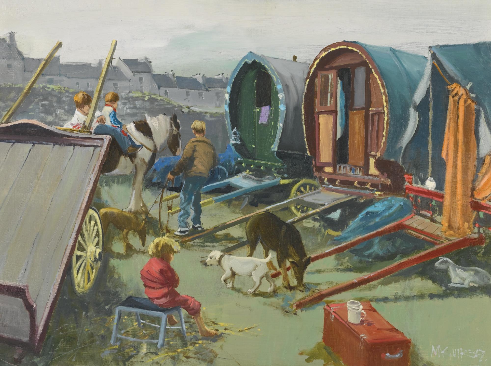 Cecil Maguire - The Brothers At October Fair, Ballinasloe