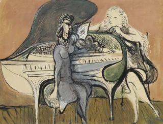 Ceri Geraldus Richards - Girls at a piano