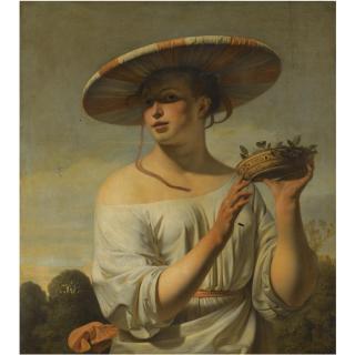 Cesar Boetius van Everdingen - Girl Holding A Basket Of Plums