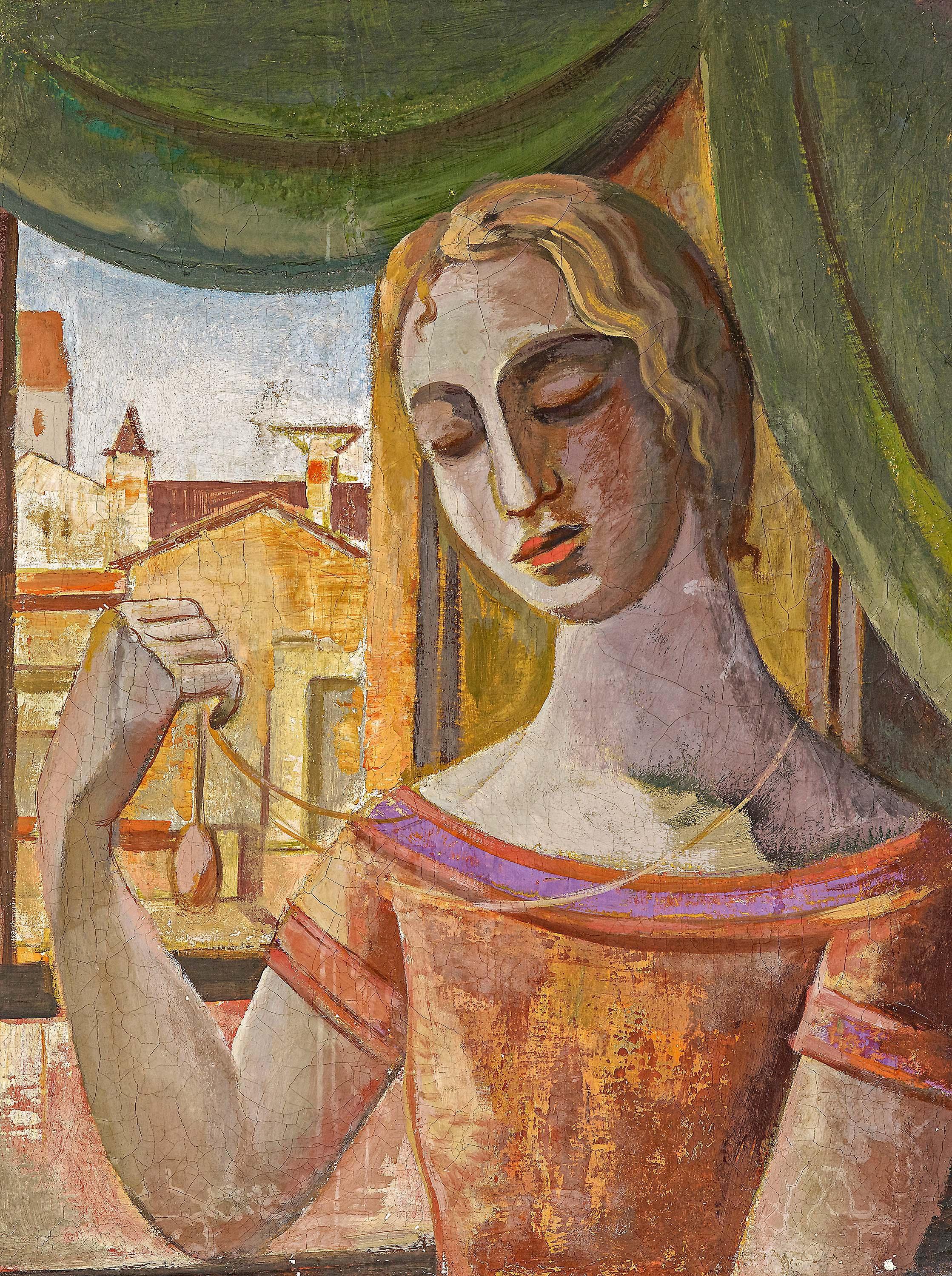 Cesar Klein - Frau mit Amulett am Fenster.