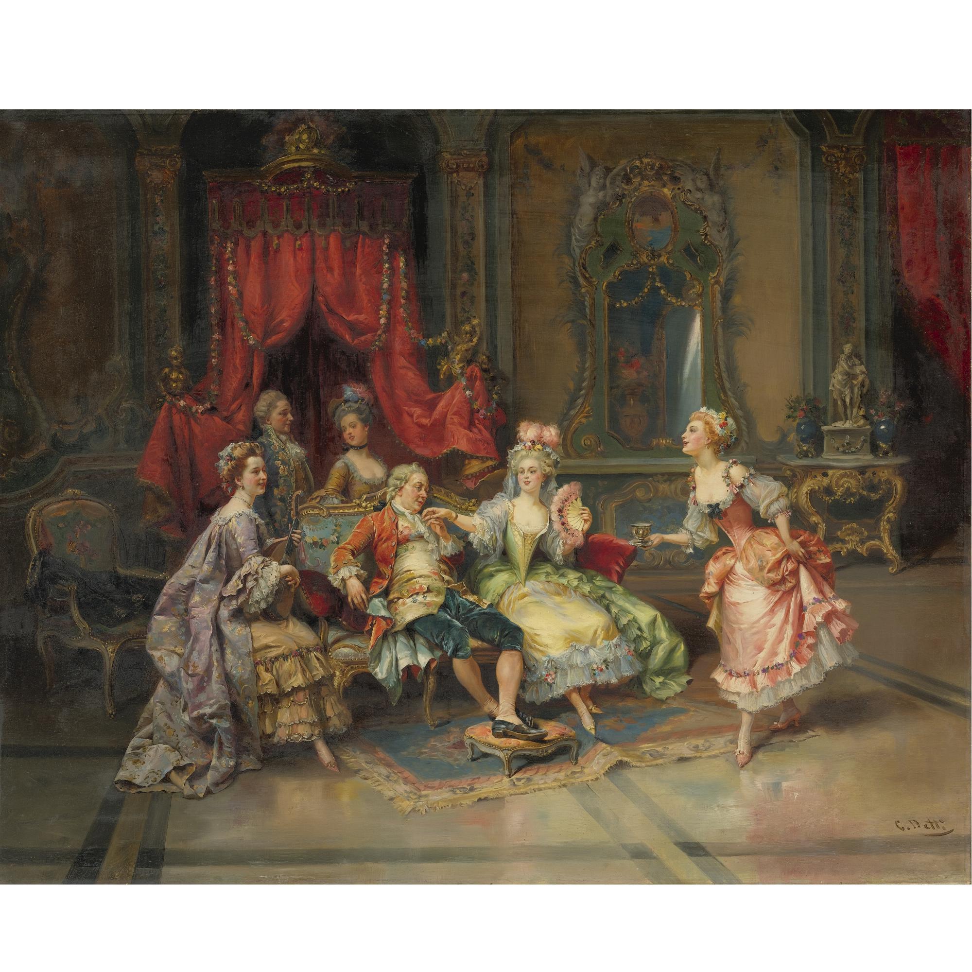 Cesare-Auguste Detti - Italian Louis Xv In The Throne Room