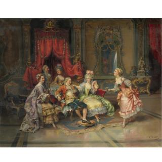 Cesare-Auguste Detti - Italian Louis Xv In The Throne Room