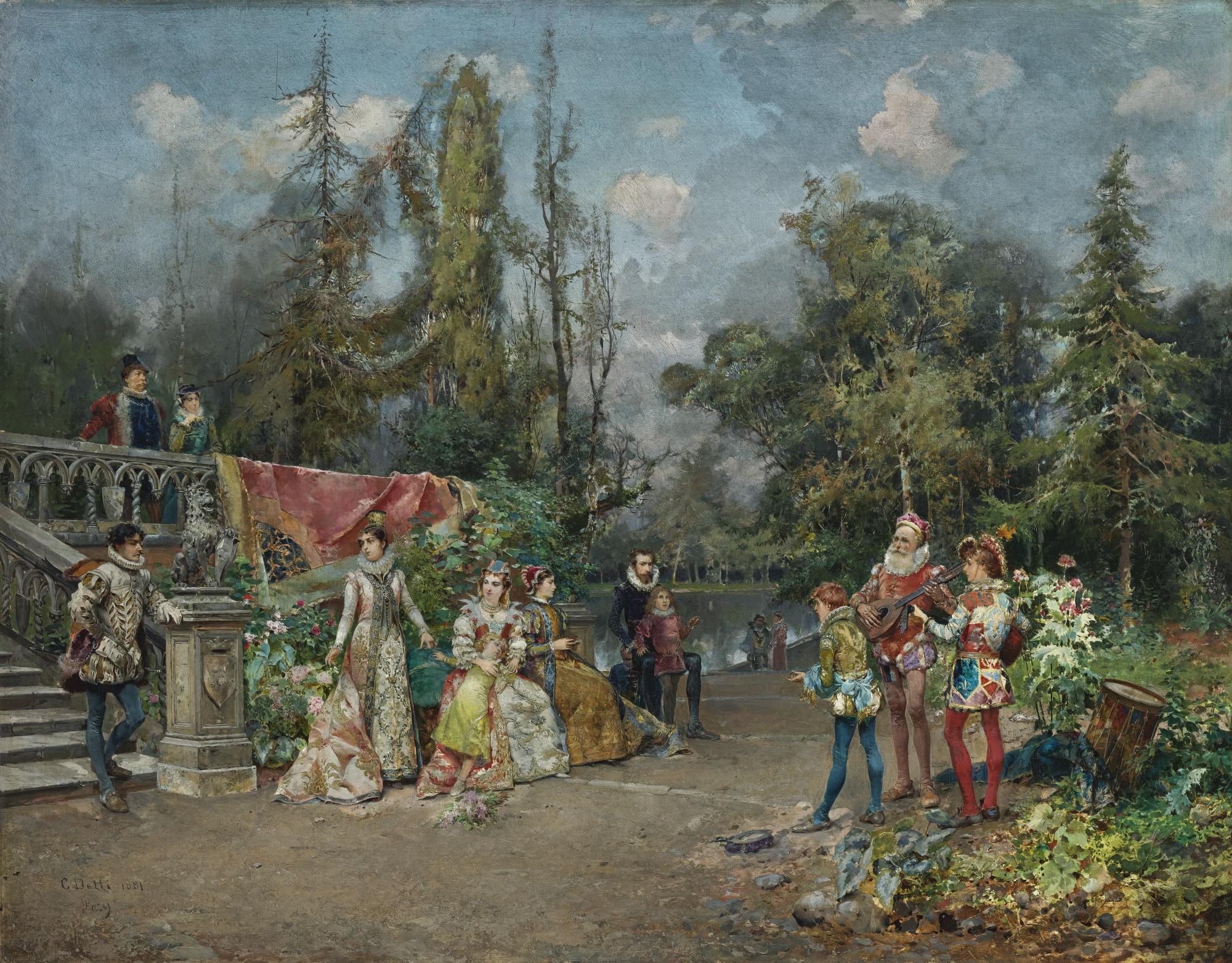 Cesare Auguste Detti - Venetian Court, Minstrel Scene