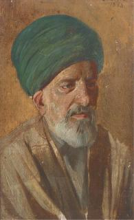Cesare Biseo - Portrait Of An Arab, Bust-Length, In Traditional Dress