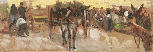 Cesare Ciani - Firenze, mercatino con carretti