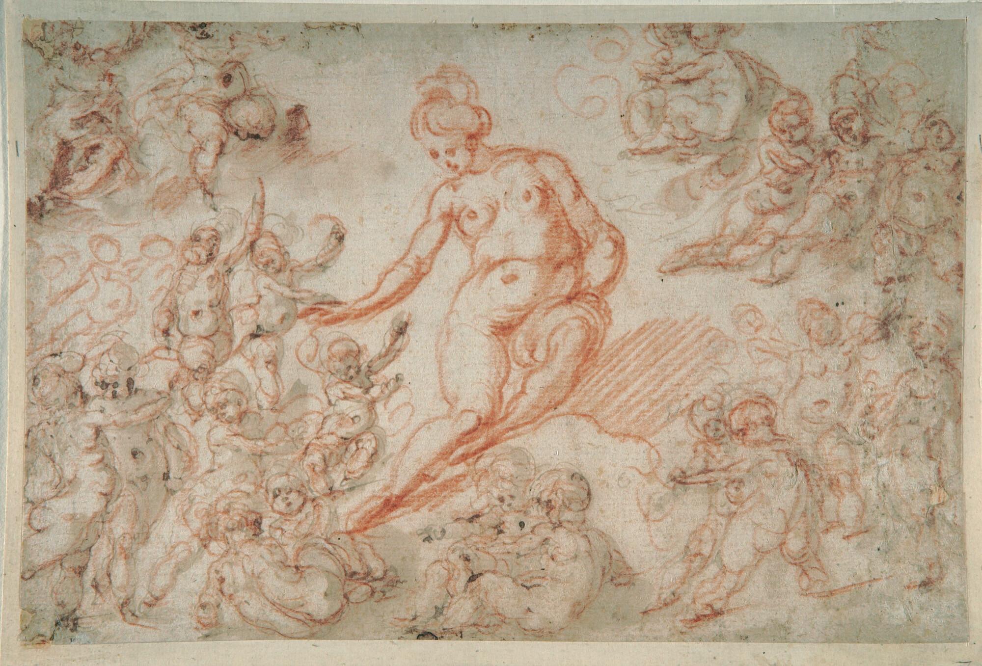Cesare Franchi - Studienblatt: Venus mit Putten.