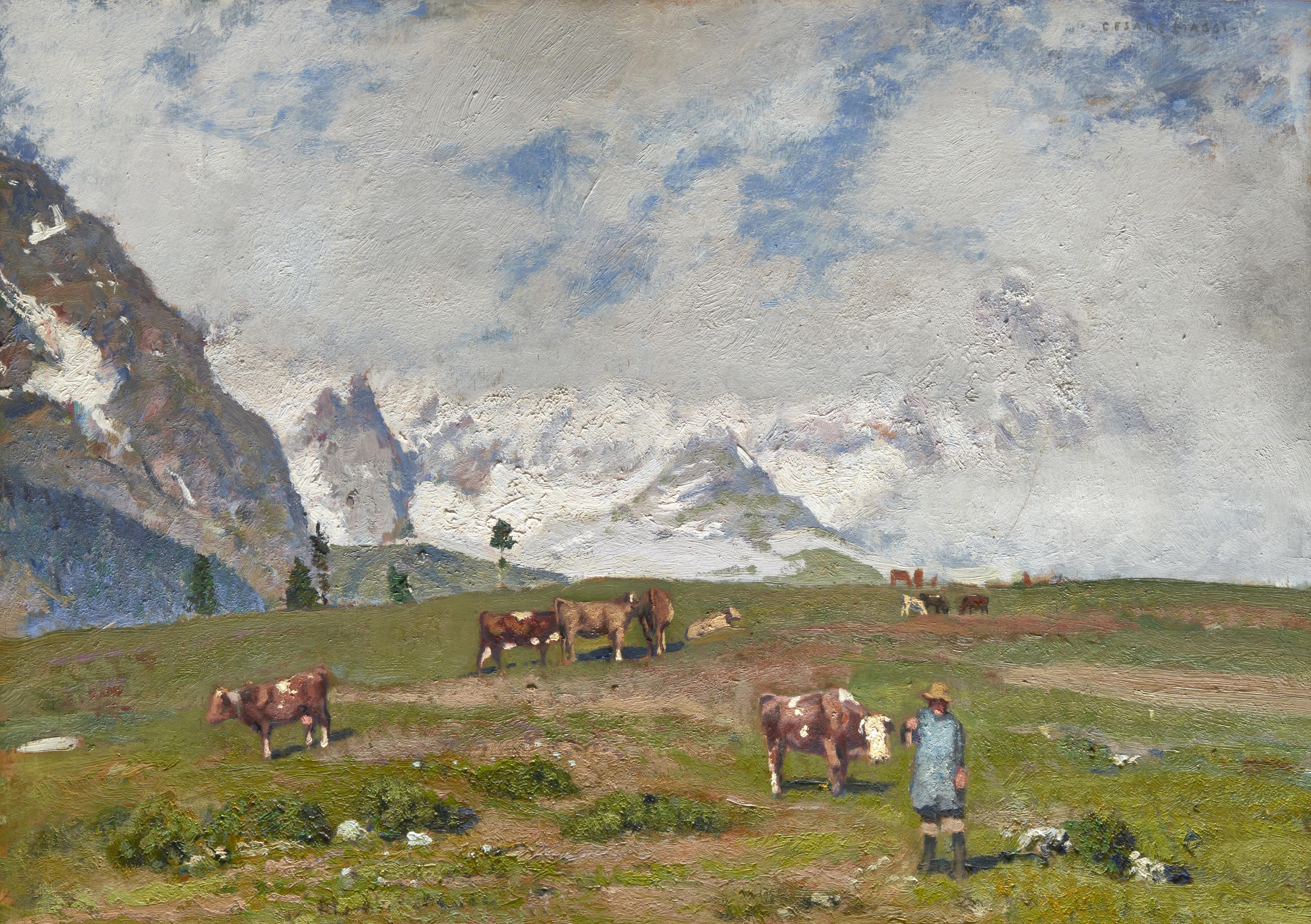 Cesare Maggi - Pascoli al Breuil, Cervino