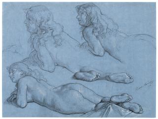 Cesare Mariani - Studies of a reclining female nude, seen from the back