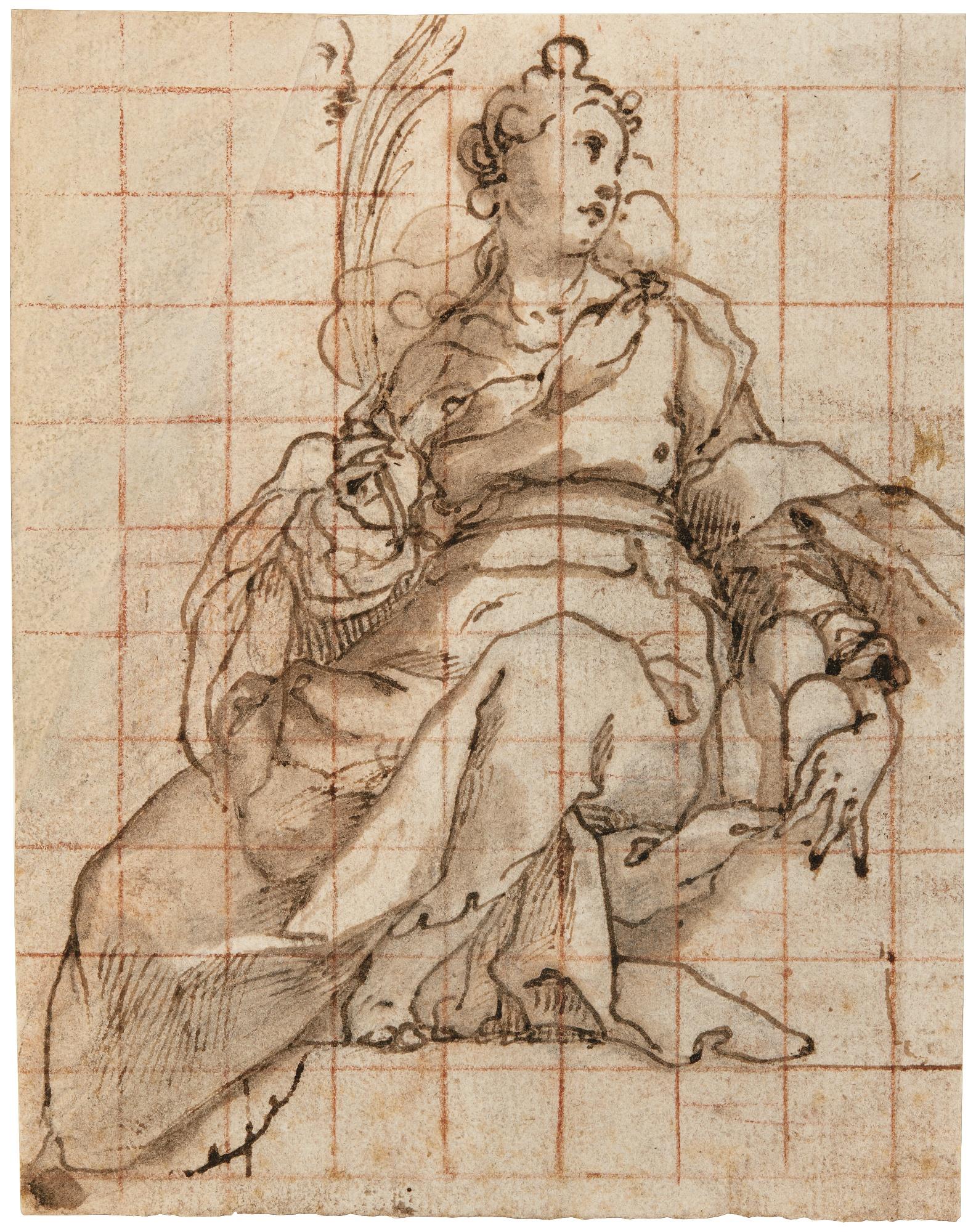 Cesare Nebbia - Study Of Female Allegorical Figure In Profile 