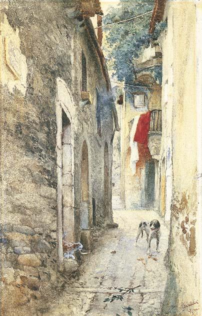 Cesare Tiratelli - Vicolo di paese nei dintorni di Roma