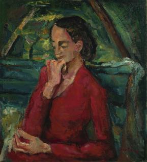 Chaïm Soutine - Femme En Rouge Assise Sur Un Banc