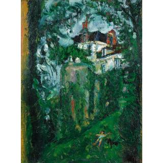 Chaim Soutine - Jeune Fille Avec Un Chien, Maison Et Contrefort
