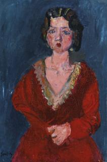 Chaïm Soutine - La Femme En Rouge Sur Fond Bleu