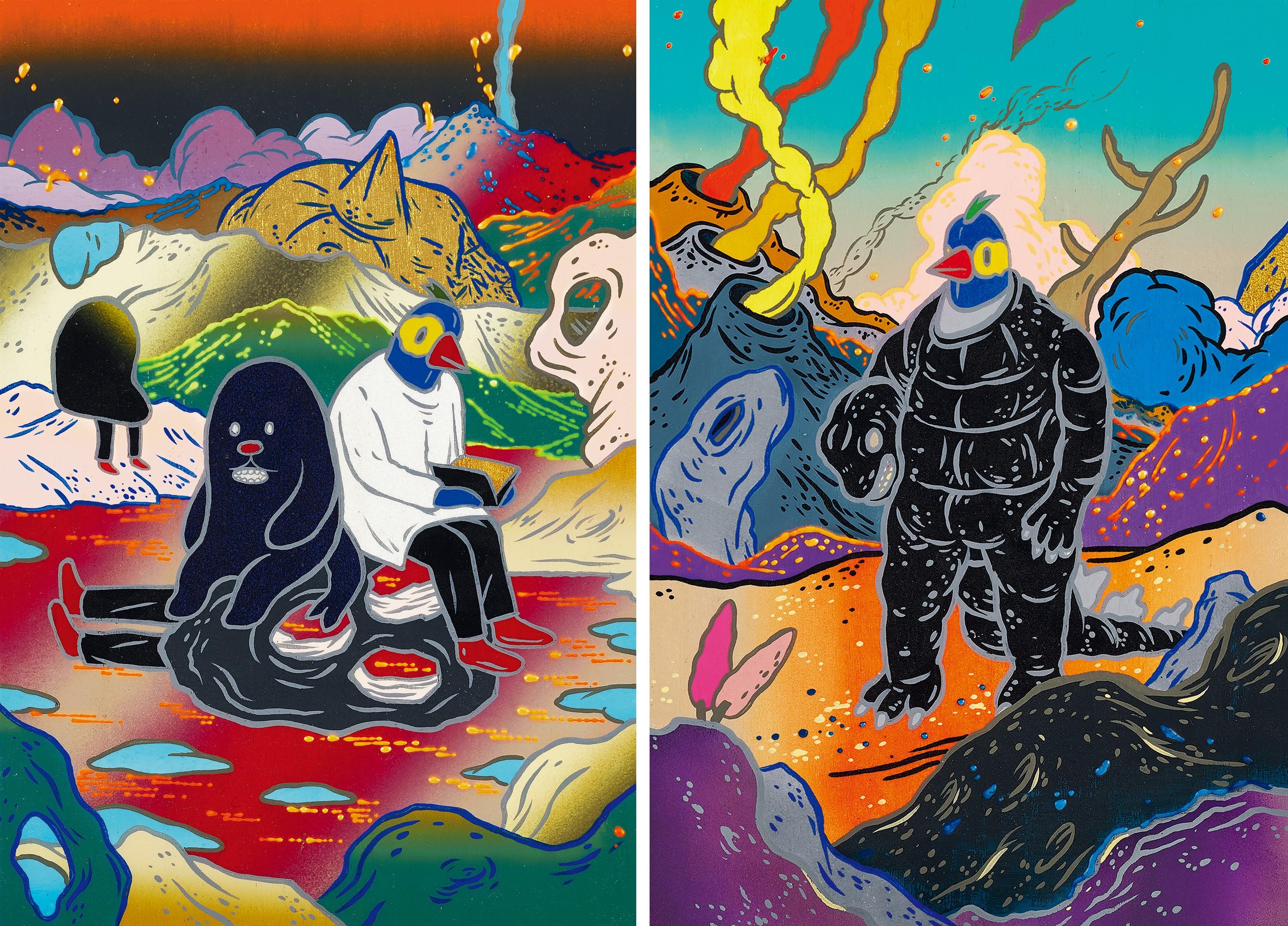 Chang Teng-Yuan - Parrotzilla; Team  (Set Of Two Pieces) (Painted In 2020)