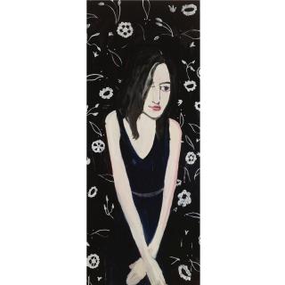 Chantal Joffe - Long Haired Brunette With White Wallpaper