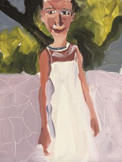 Chantal Joffe - Untitled (Girl in White Dress Crazy Paving)
