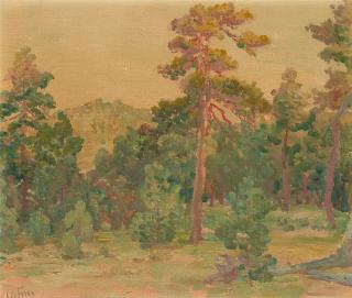 Charles A. Fries - Early Morning in the Laguna Mountains 10 x 12 in. framed 13 1/2 x 15 1/2 in.
