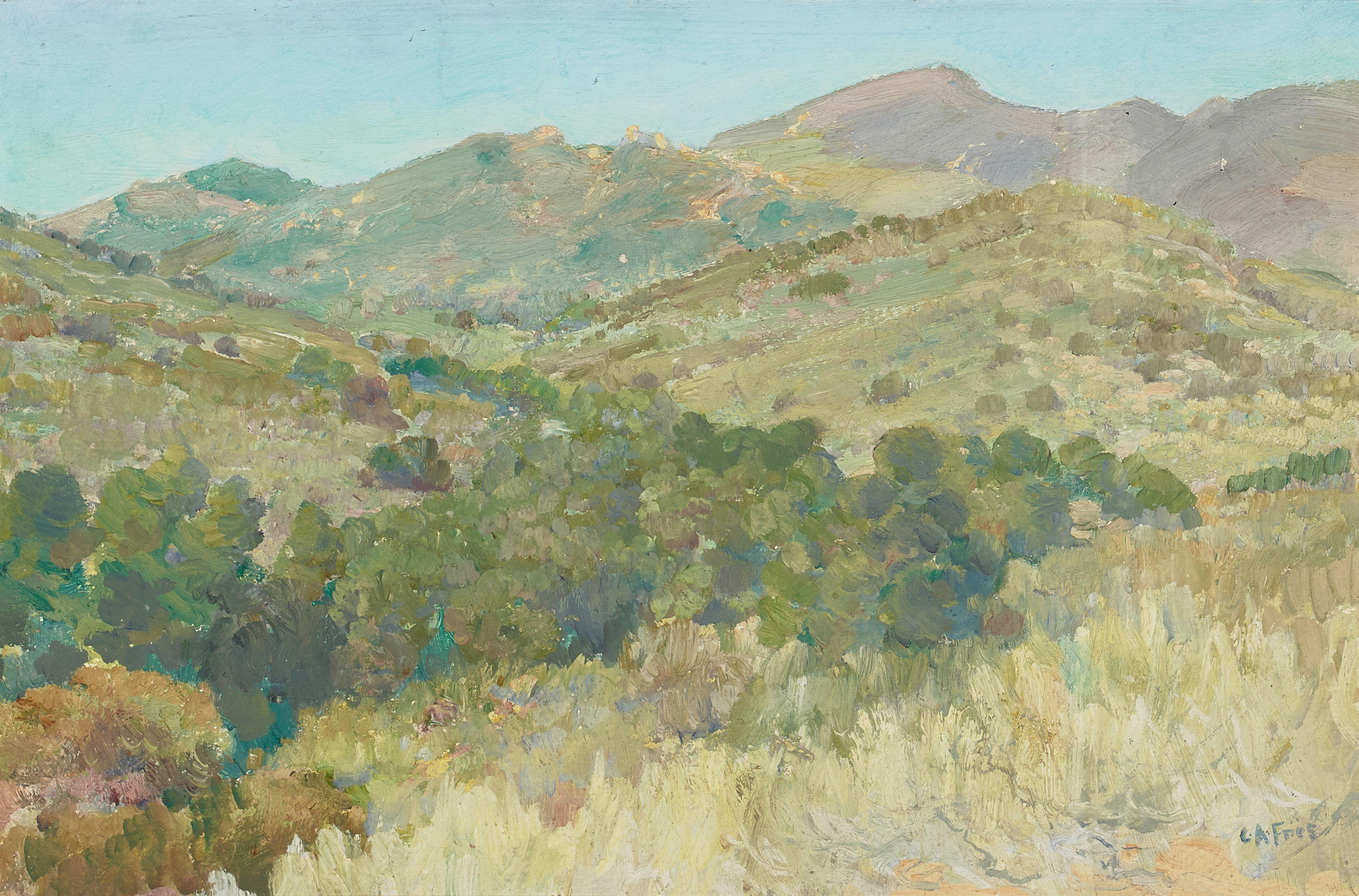 Charles A. Fries - Hills of Jamacha, McGinty Mountain 12 x 18 in. framed 17 x 23 in.