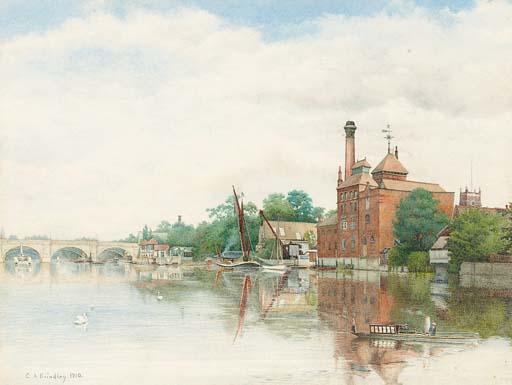 Charles Albert Brindley - Kingston brewery and bridge, Surrey