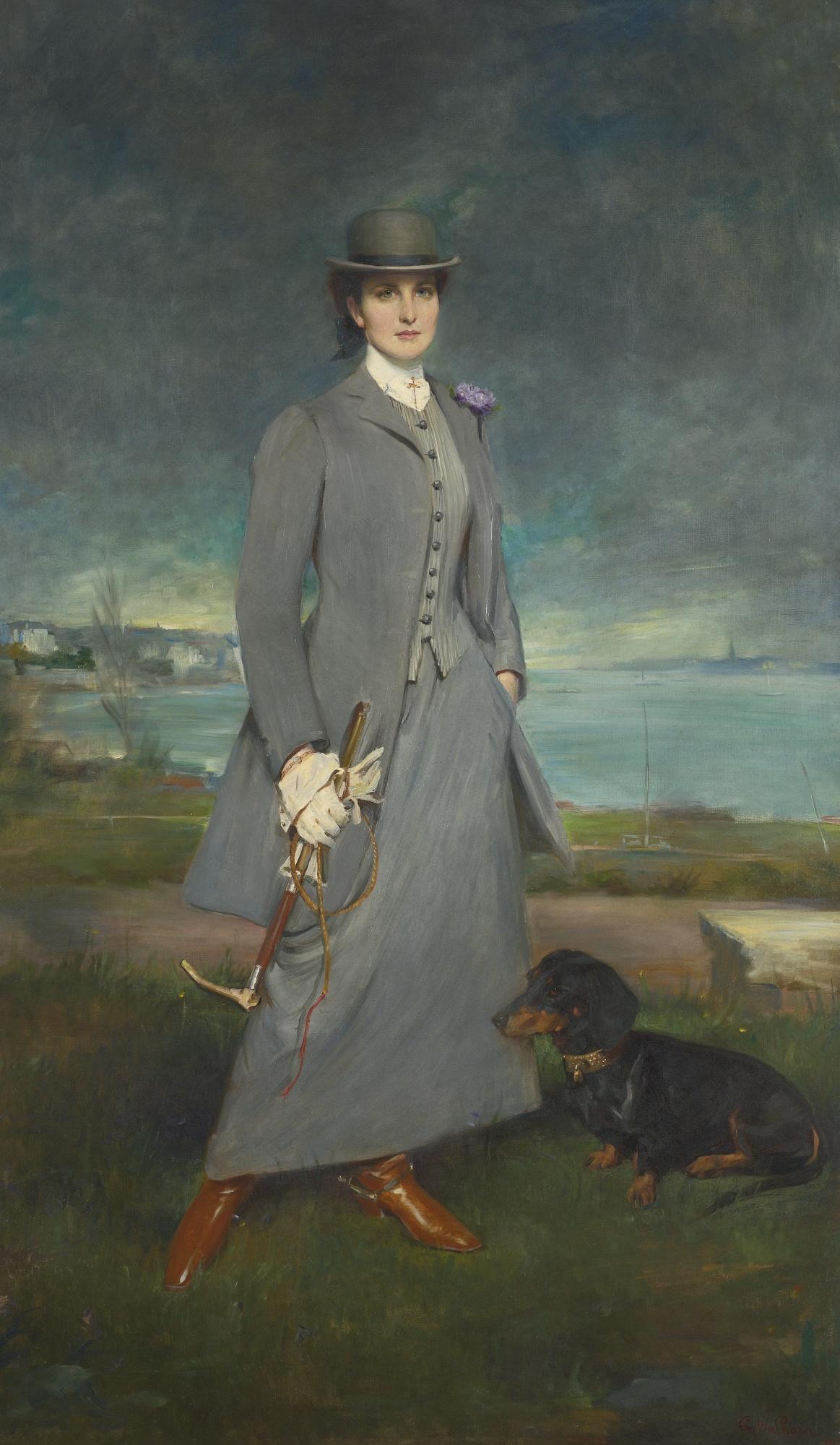 Charles Albert Walhain - Portrait Of Countess De La Maitrie In Equestrian Dress