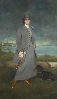 Charles Albert Walhain - Portrait Of Countess De La Maitrie In Equestrian Dress