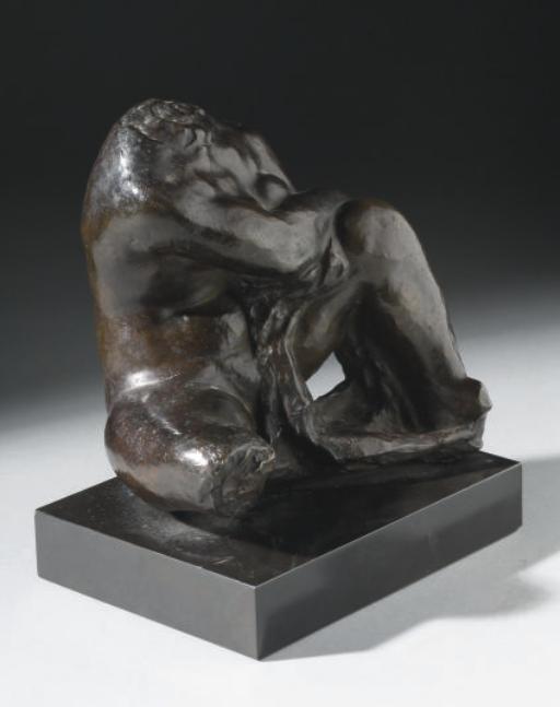 Charles Alexandre Malfray - Torse accroupi Bronze à patine brune, signé, numéroté 4/8, cire perdue de Valsuani; reposant sur un socle rectangulaire en marbre noir