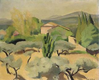 Charles Alexandre Picart Le Doux - A farmhouse in a Provencale landscape