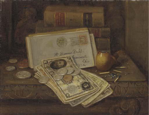 Charles Alfred Meurer - Still Life with Money, Pipe and Letters