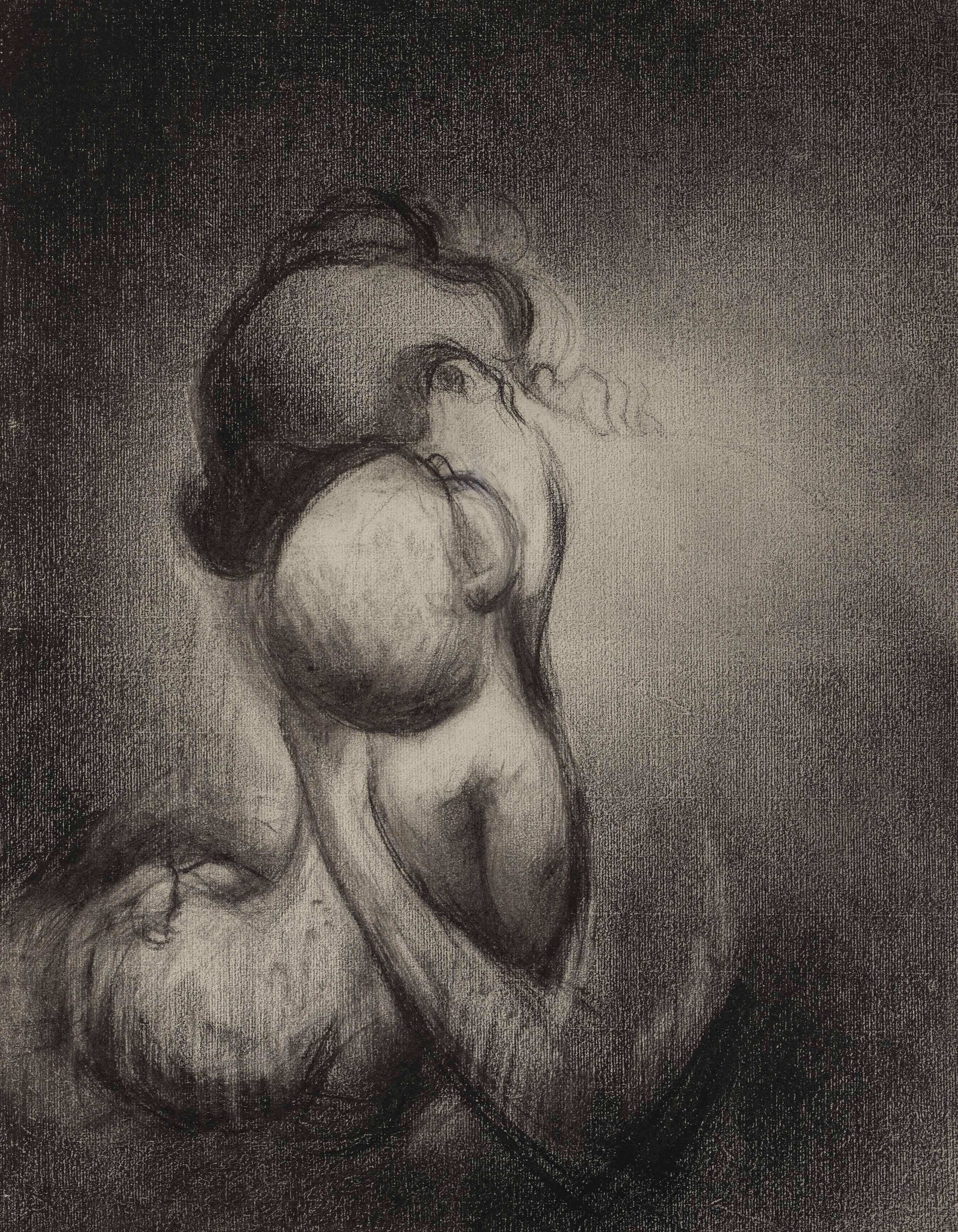 Charles Angrand - Mère embrassant son enfant