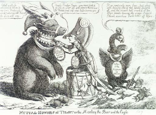 Charles Ansdell Williams - Mutual Honors at Tilsit or The Monkey the Bear and the Eagle