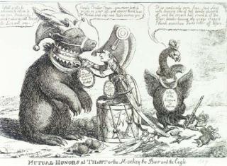 Charles Ansdell Williams - Mutual Honors at Tilsit or The Monkey the Bear and the Eagle