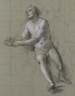 Charles-Antoine Coypel - A Preparatory Study Of Christ Seated For The Supper At Emmaus