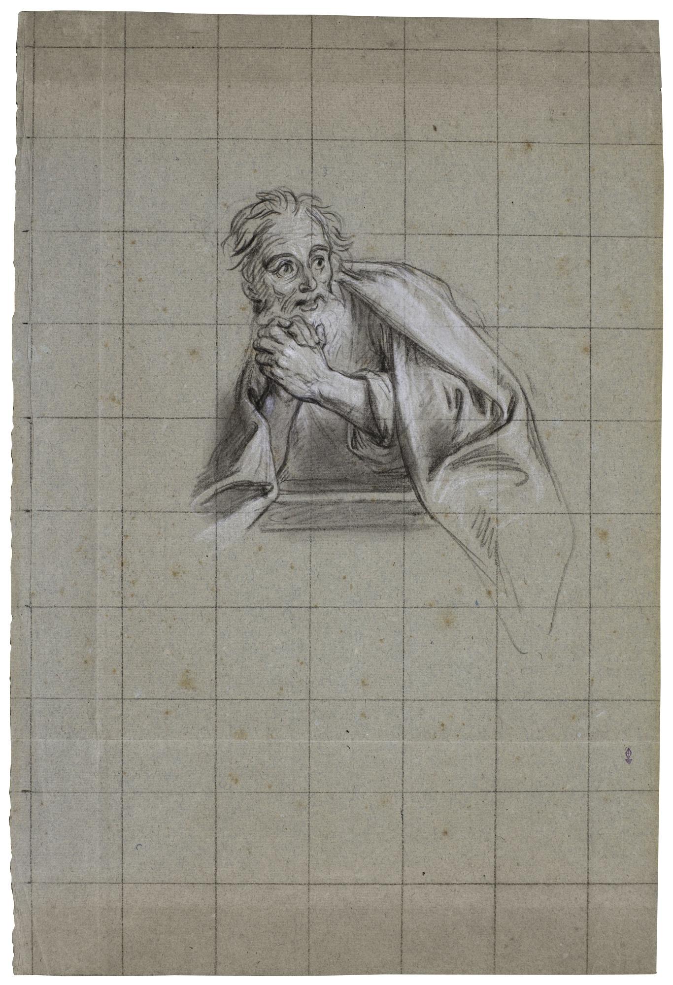 Charles-Antoine Coypel - Study Of The Bust Of An Old Man, For The Supper At Emmaus