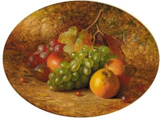 Charles Archer - Apples, grapes and a plum, on a mossy bank