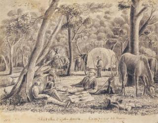 Charles Archer - Sketches of the Bush - Camping at Noon (N o  2)