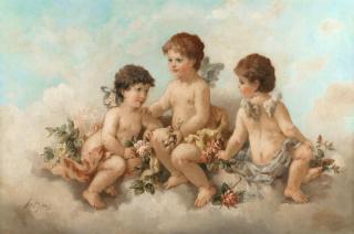 Charles Augustus Henry Lutyens - Cherubs In The Clouds