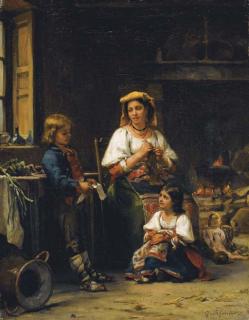 Charles-Baptiste Schreiber - Lecture Au Coin du Feu