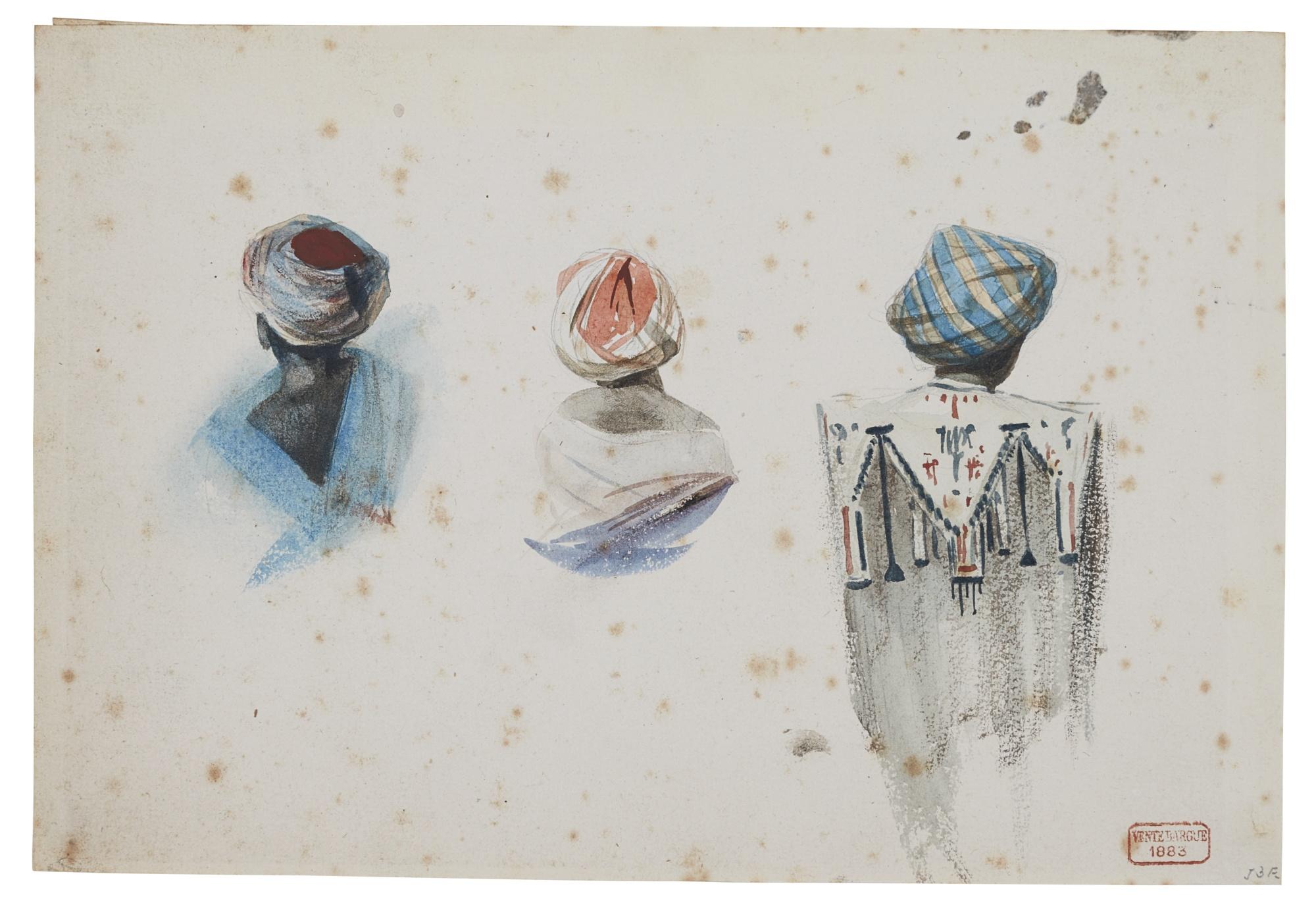Charles Bargue - Three Turbanned Orientals, Seen From Behind