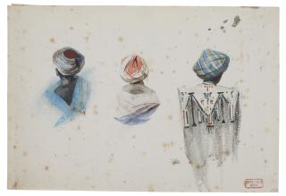 Charles Bargue - Three Turbanned Orientals, Seen From Behind