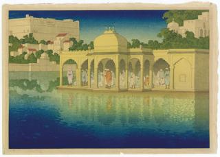 Charles Bartlett - Prayers at sunset. Ushibuse, 1916. Taj-Mahal. Twilight., 1916